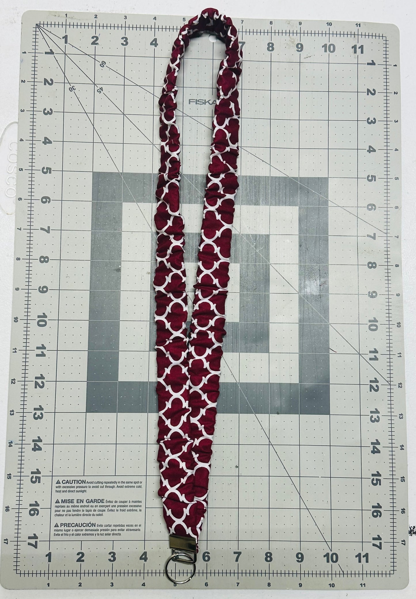 Maroon and white Scrunchie Lanyard