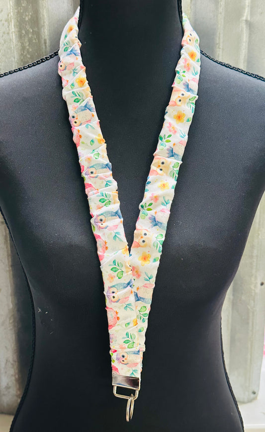 Pastel Owls Scrunchie Lanyard