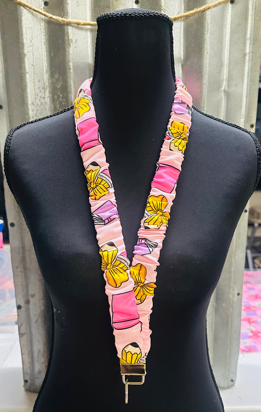 Pink Pencil Bows and Books Scrunchie Lanyard
