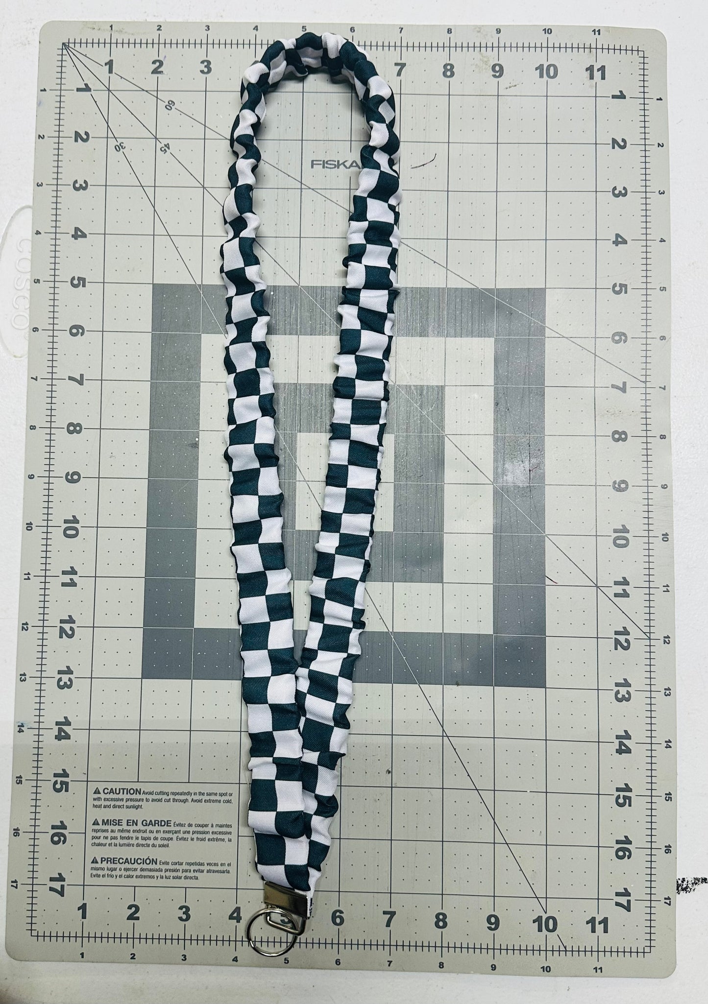 Black and White Checkered Scrunchie Lanyard