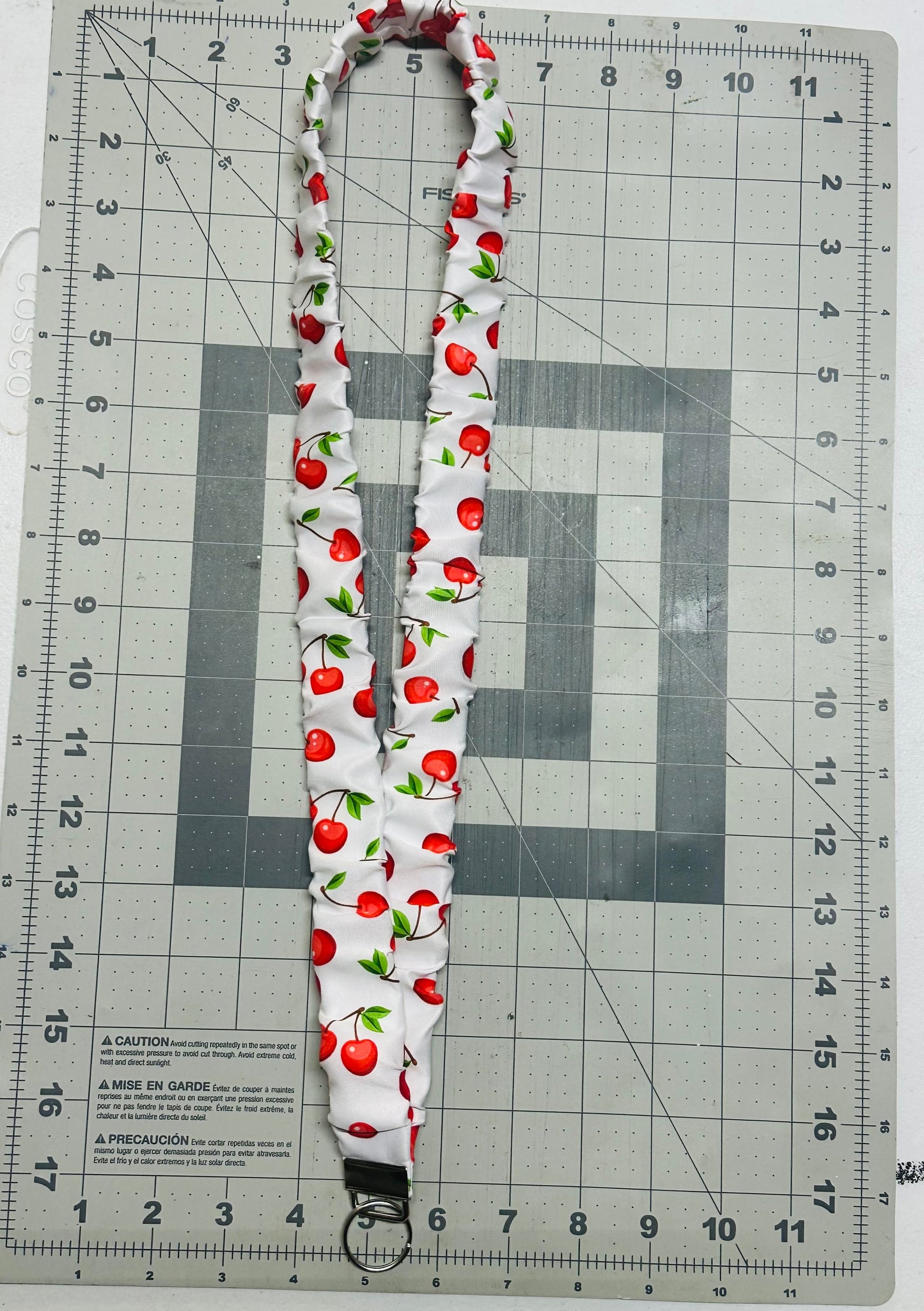 White Cherry Scrunchie Lanyard
