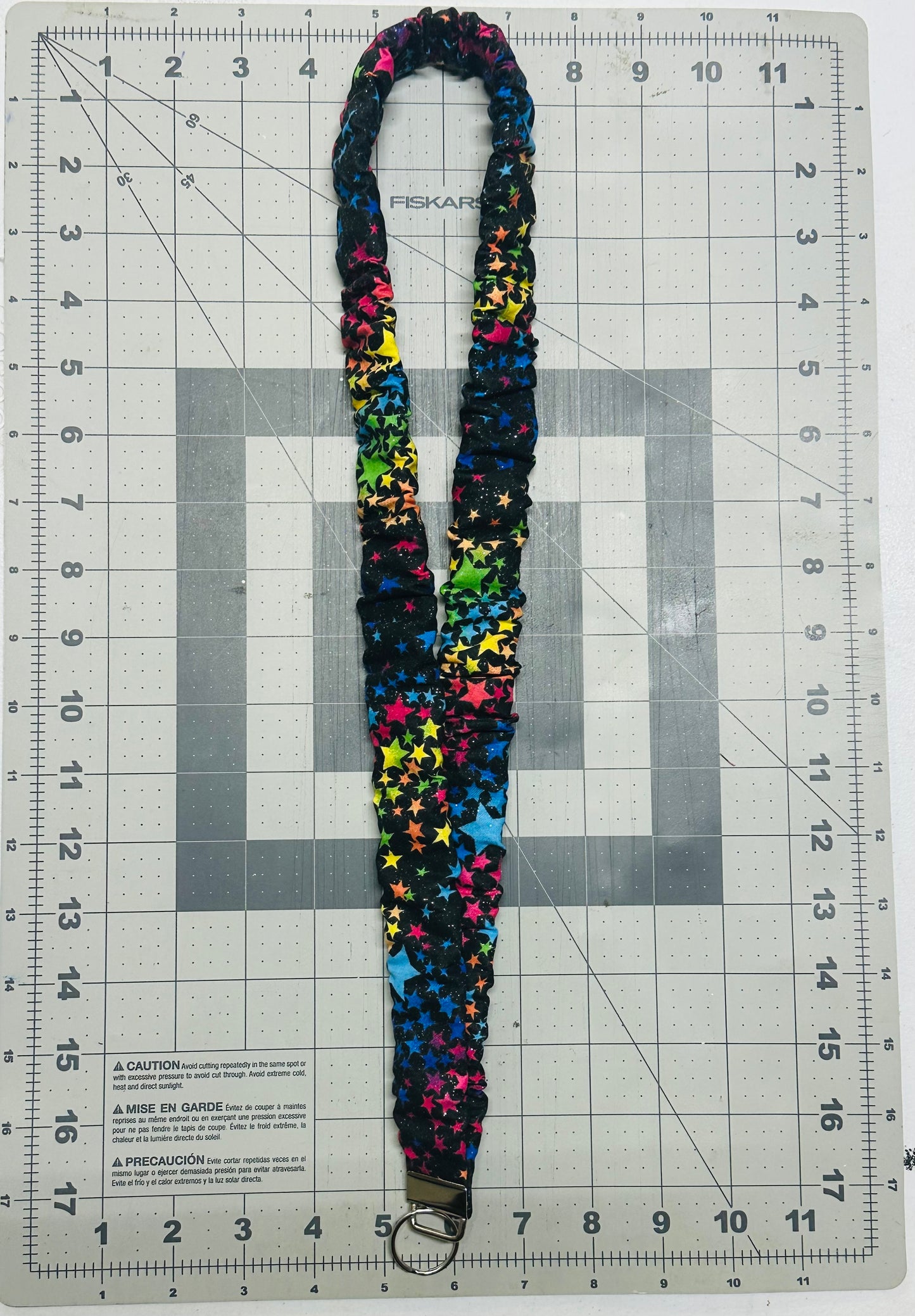 Black with colorful stars Scrunchie Lanyard