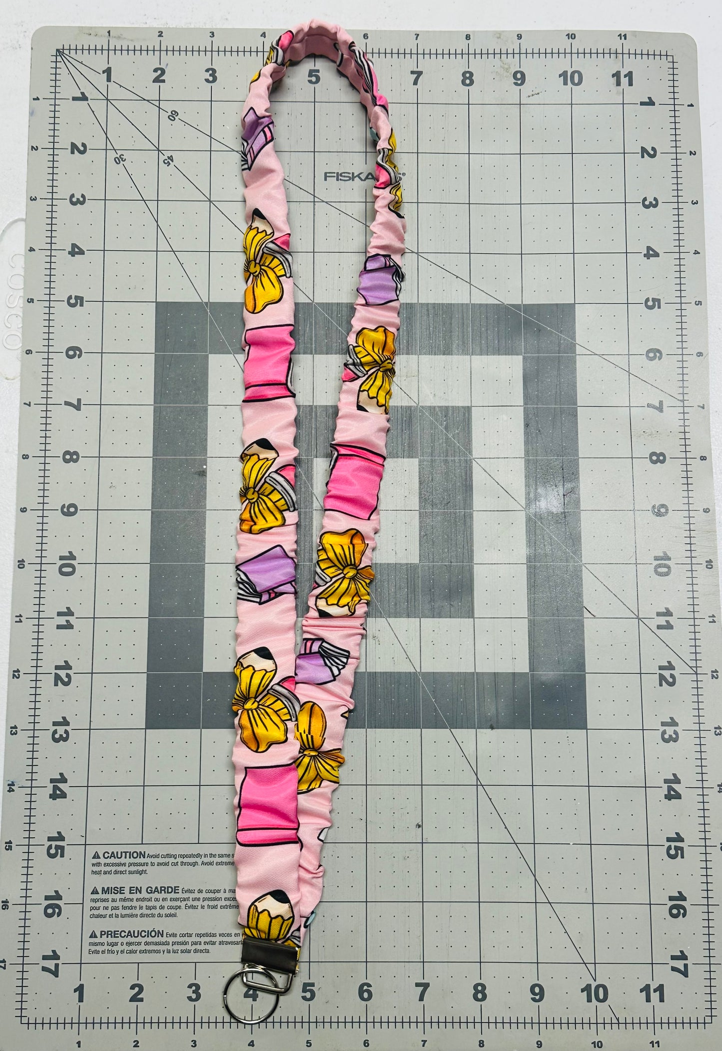 Pink Pencil Bows and Books Scrunchie Lanyard
