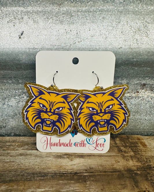 Carrizo Springs Wildcats Dangle Earrings
