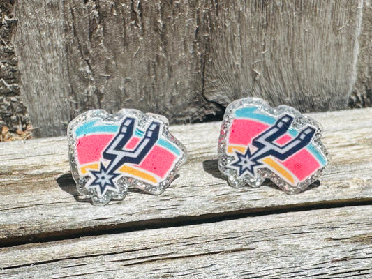 Spurs Retro Logo with Spur Stud Earrings