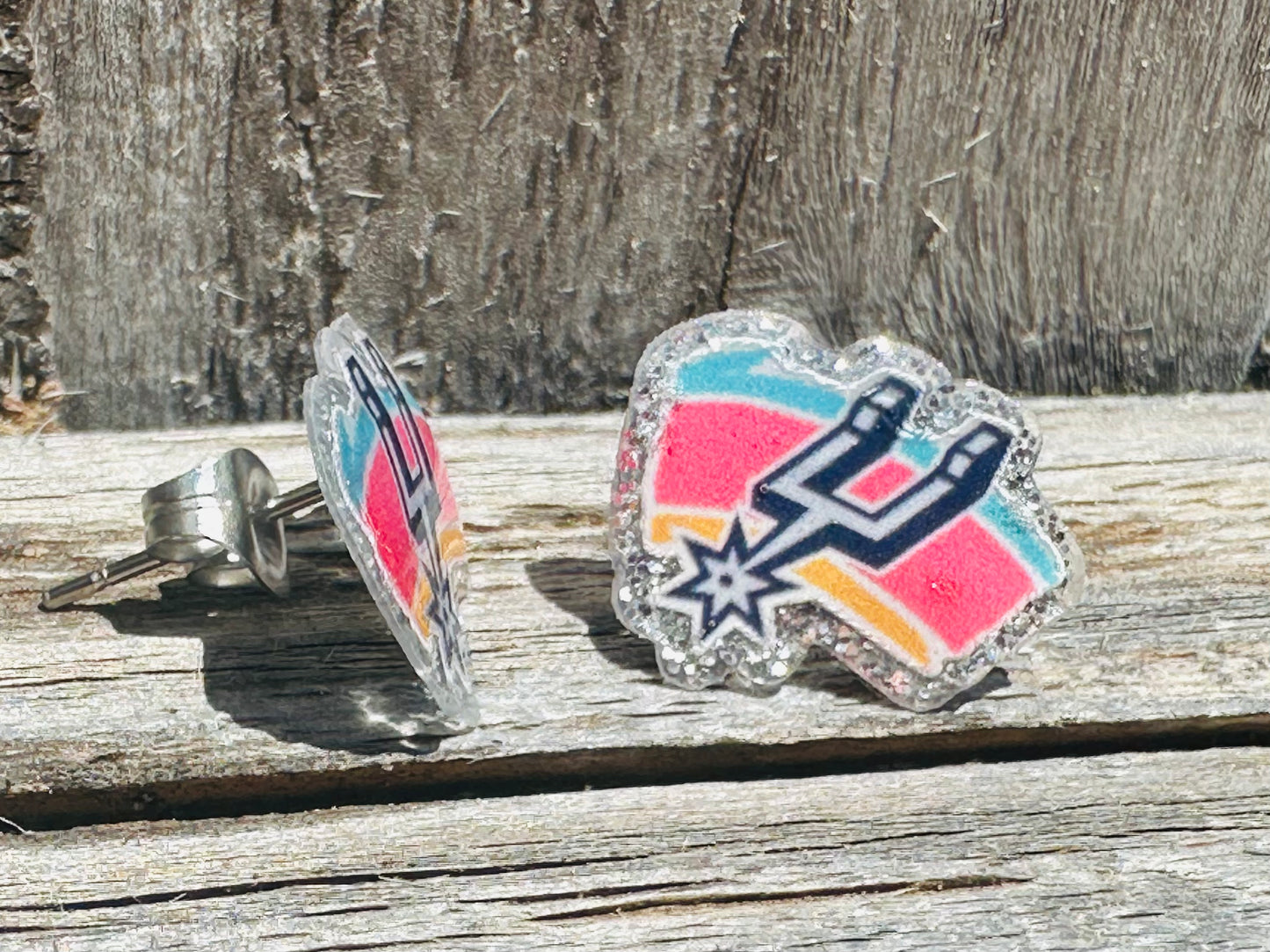 Spurs Retro Logo with Spur Stud Earrings