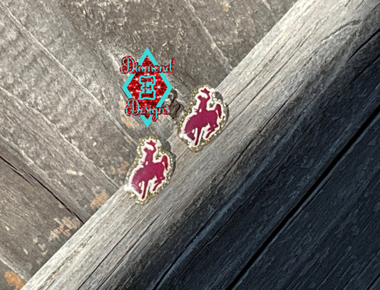 Cotulla Cowboys Maroon and Gold Cowboys Stud Earrings