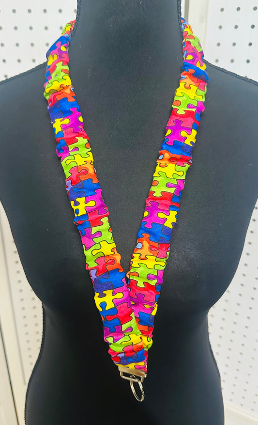 Autism Awareness Scrunchie Lanyard